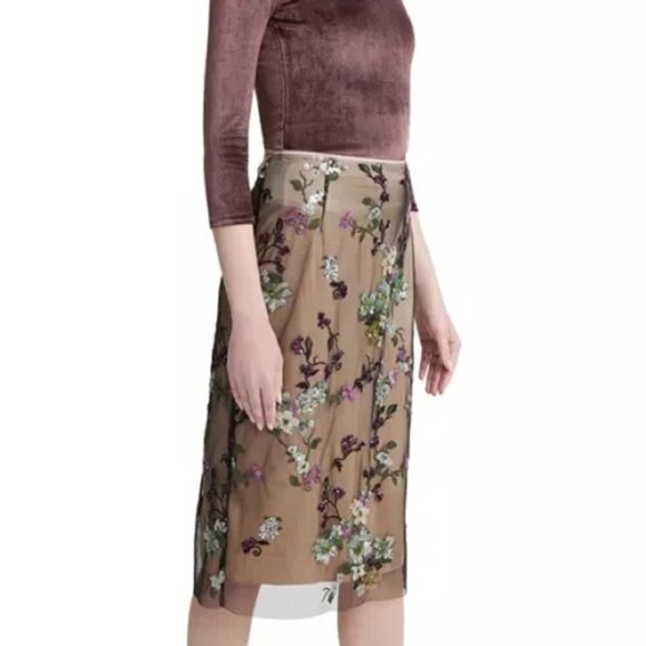 Vince Begonia Sequined Overlay Midi Skirt. Sz: 8 - Picture 8 of 9